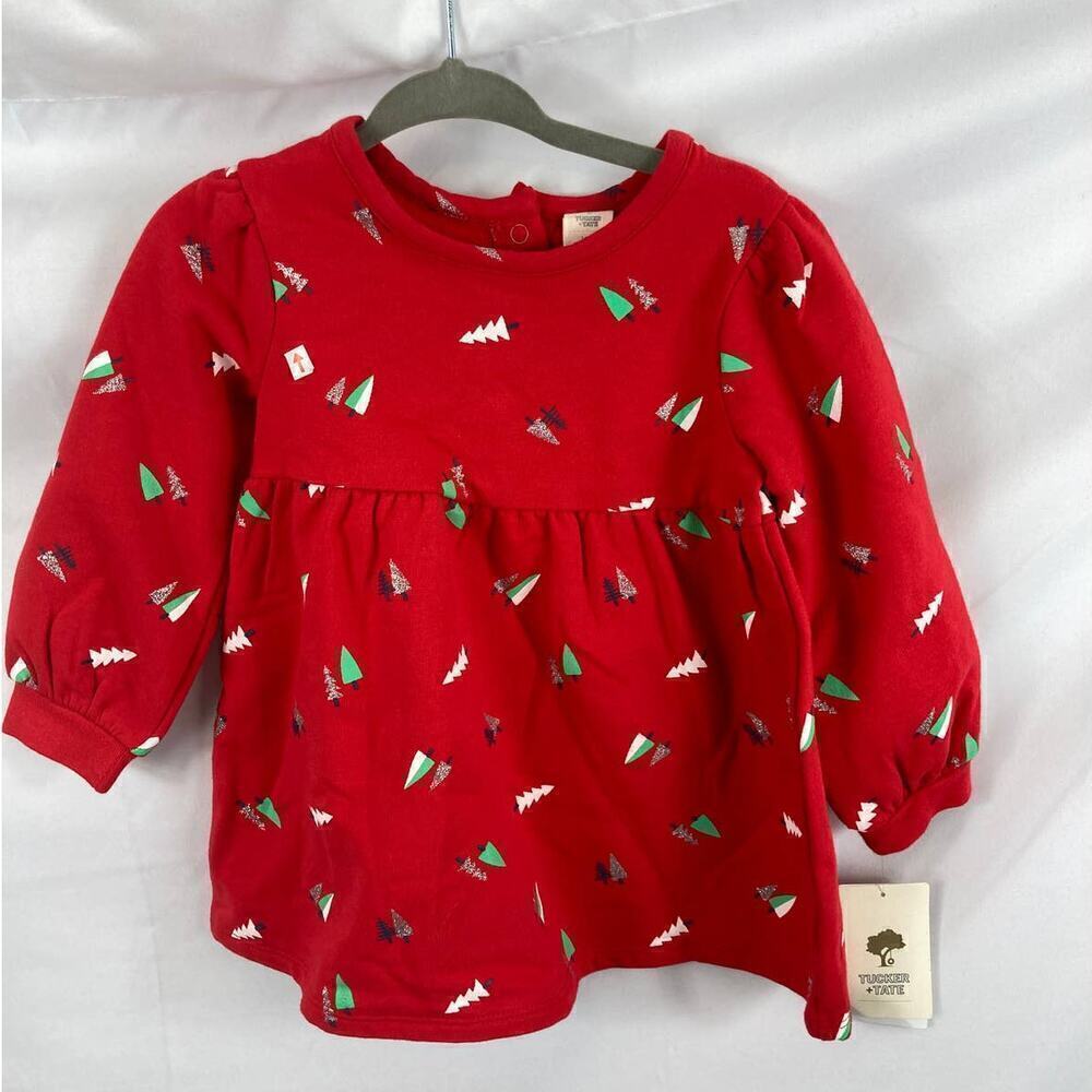 NWOT Tucker + Tate Christmas Tree Christmas Sweater Dress 12M